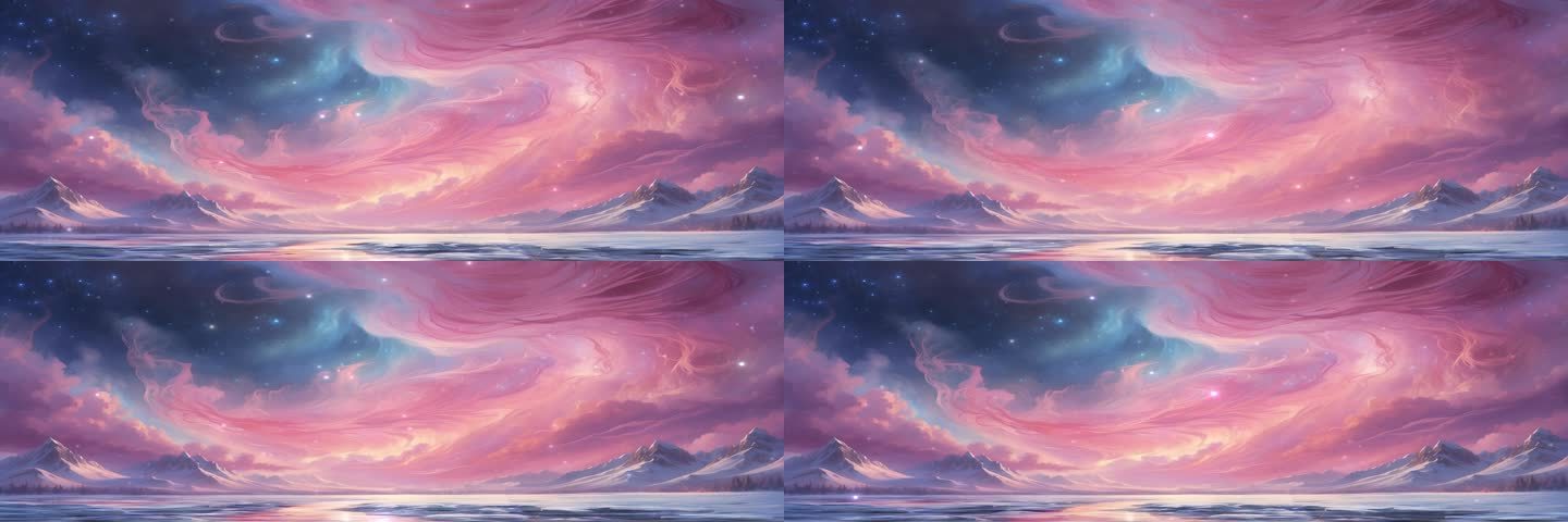 6k粉色卡通油画云彩概念背景视频