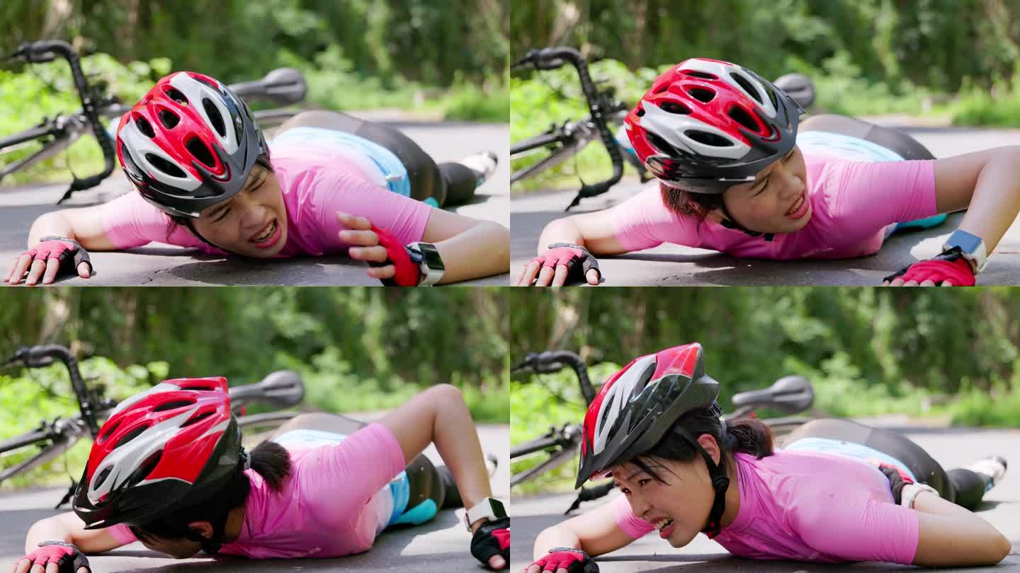 女自行车手膝盖疼痛