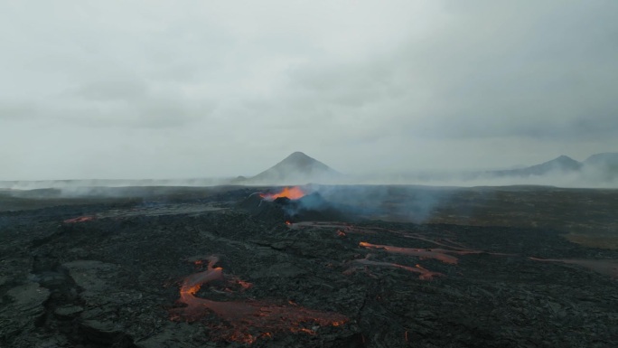 冰岛火山喷发景观风景在Lilti-Hrútur