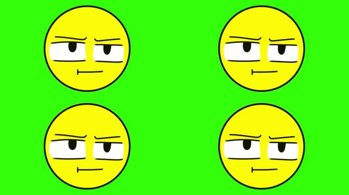 一个手绘的，移动的，疯狂的，愤怒的表情符号动画，孤立在绿色的背景上。这个愤怒的表情符号非常适合创意和