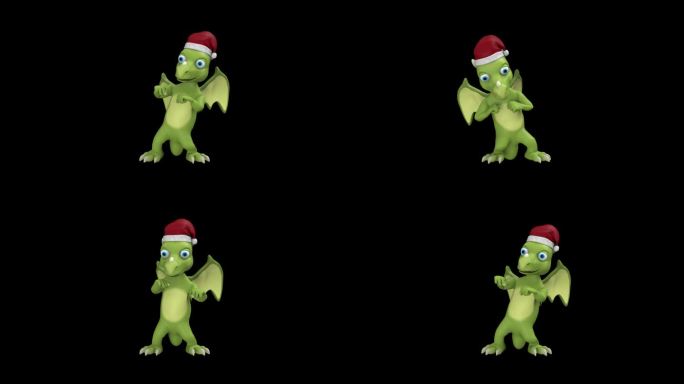 绿龙在圣诞帽里跳舞