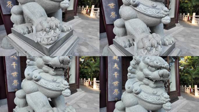 中国的石狮镇宅神兽特写镜头石雕素材