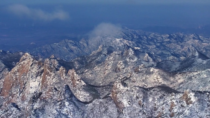 4K昆嵛山脉雪山云海唯美雾凇下雪自驾旅拍