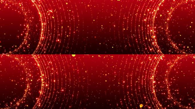 8K超宽屏红色喜庆金色粒子背景素材