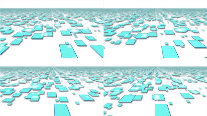 移动3D矩形与阴影平滑的背景，几何最小的正方形抽象运动