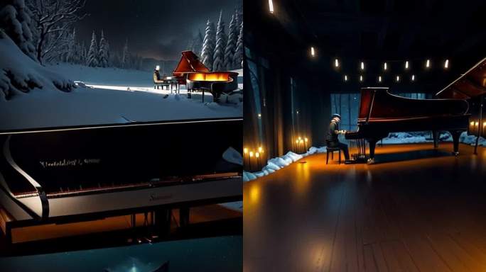 雪地演奏钢琴