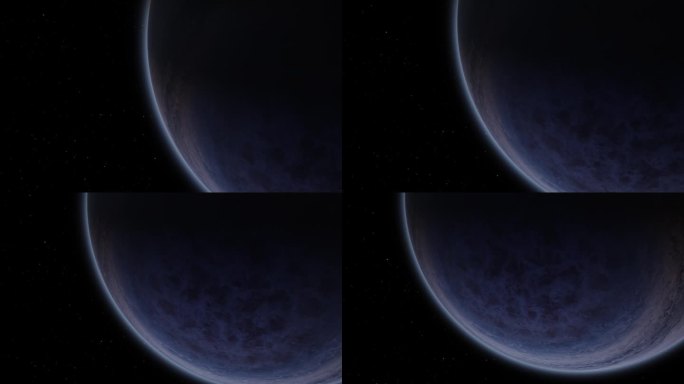 暗空间背景上的巨型气体行星红蓝色大气系外行星
