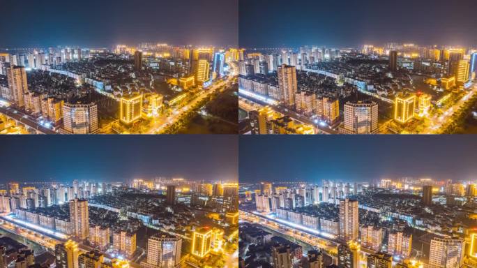 8K湖北咸宁市城市夜景天际线航拍视频