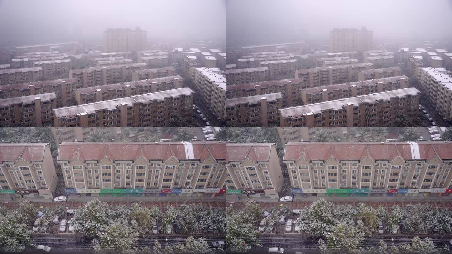 城市雪景 飘雪 下雪