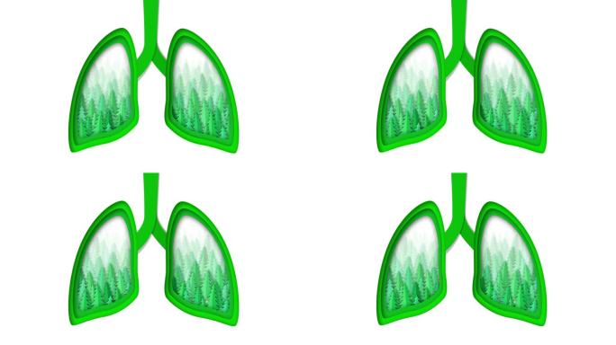 纸肺与森林动画背景-(循环4k + Alpha通道)-环境概念