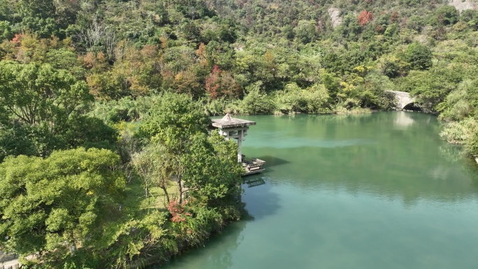 长屿硐天航拍风景小巧人工湖