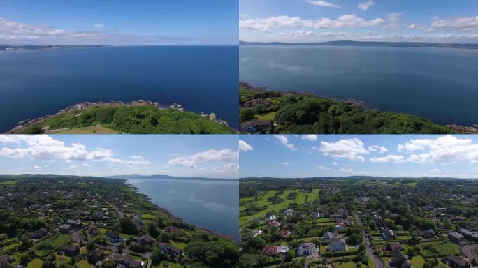 航拍无人机拍摄的北爱尔兰海伦湾公司的视频