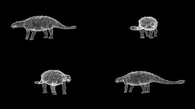 3D恐龙在黑色背景上旋转。史前恐龙。侏罗纪，中生代。自然历史博物馆。史前时期。用于标题，文本，演示。