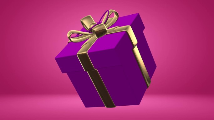 三维对象动画欣赏礼盒。母亲节感恩，彩带圣诞礼物平面动画4K电影。