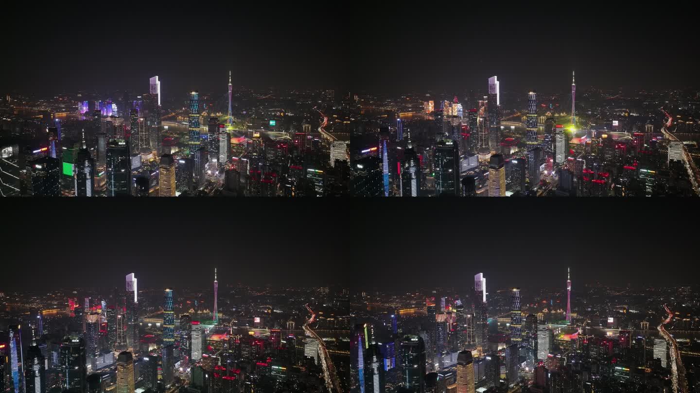 航拍2023年广州国际灯光节珠江新城夜景