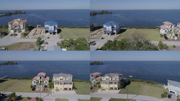佛罗里达州哈德逊海滩墨西哥湾豪宅的4K无人机视频