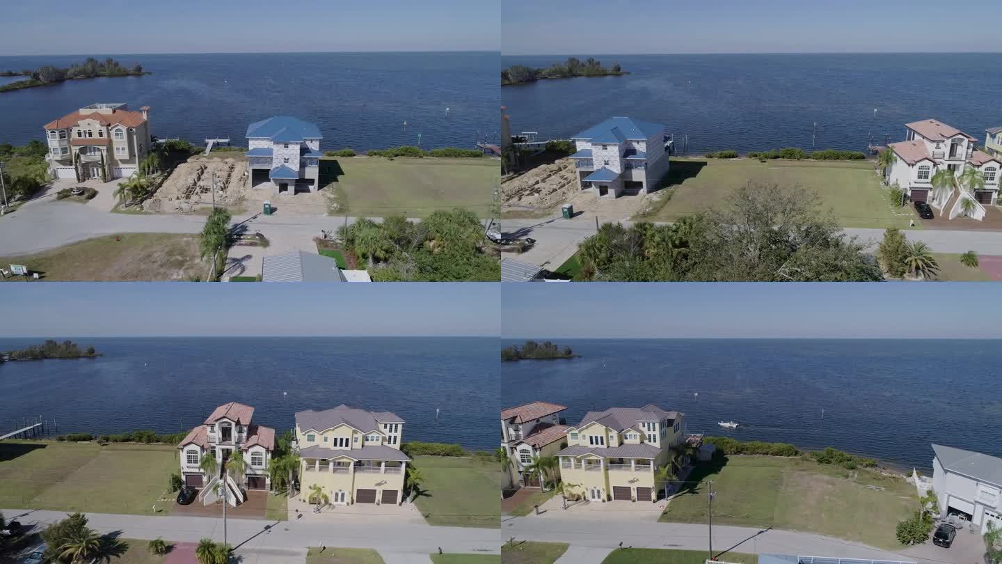 佛罗里达州哈德逊海滩墨西哥湾豪宅的4K无人机视频