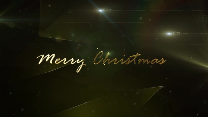 圣诞快乐3d动画文本光粒子黑色背景。圣诞节的精神和心情。3 d演示。
