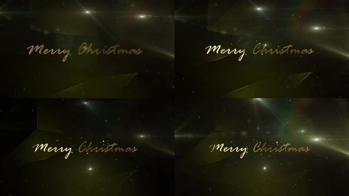 圣诞快乐3d动画文本光粒子黑色背景。圣诞节的精神和心情。3 d演示。