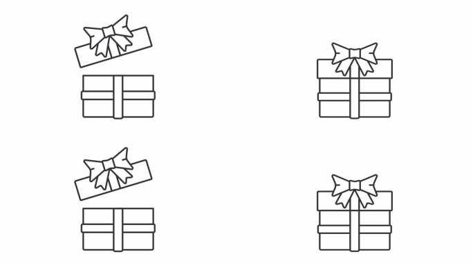动画圣诞礼盒图标送礼收礼线条