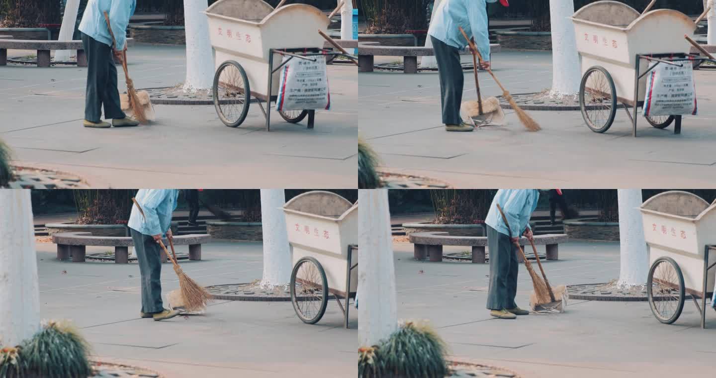 街道打扫卫生的工人