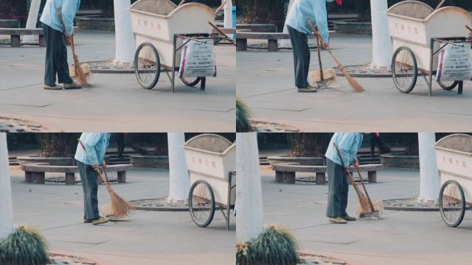 街道打扫卫生的工人