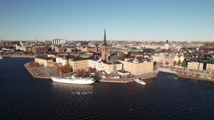 格姆拉斯坦，斯德哥尔摩老城区，4K无人机拍摄