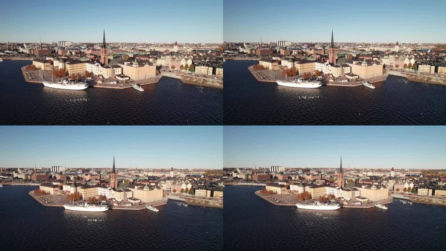 格姆拉斯坦，斯德哥尔摩老城区，4K无人机拍摄