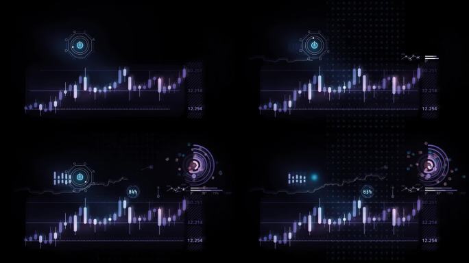 虚拟面板上的股票市场信息图表