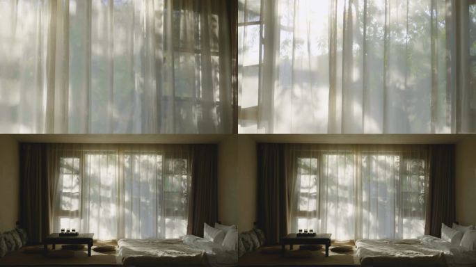 窗外窗帘阳光照在室内