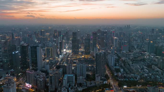 成都春熙路太古里日落延时