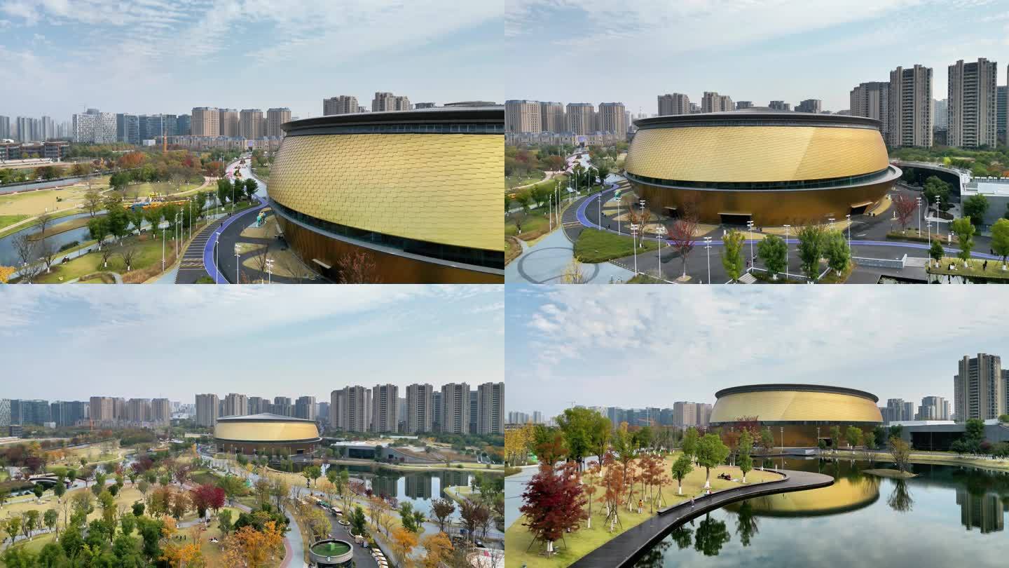 杭州运河亚运公园秋景秋天风景乒乓球国球馆