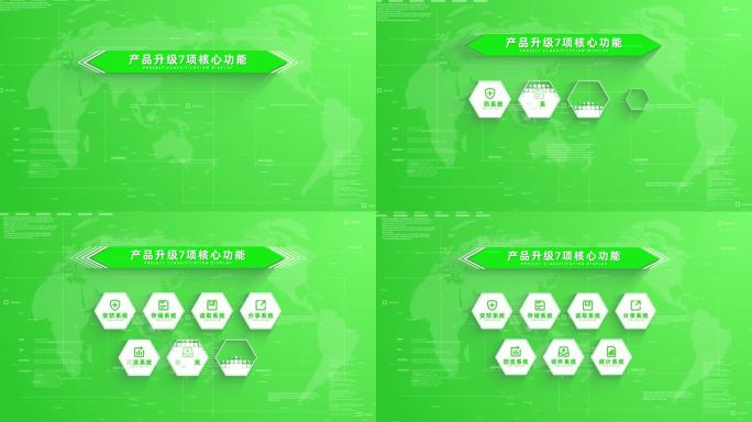 （7个）绿色简洁图标文字七大分类展示