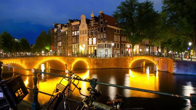 荷兰阿姆斯特丹延时荷兰夜景
