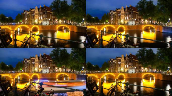 荷兰阿姆斯特丹延时荷兰夜景