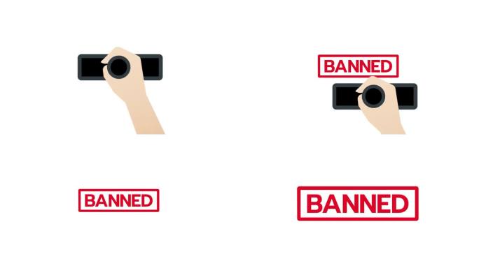 “禁止”手戳橡皮图章动画，透明背景，alpha通道包括在内。