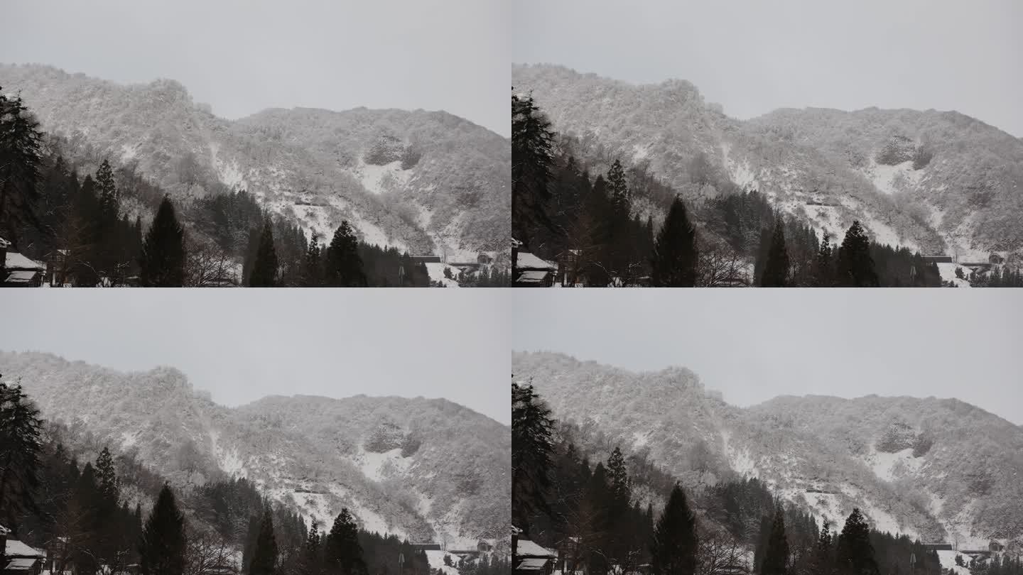 白雪覆盖的山脉在落雪后清晰可见