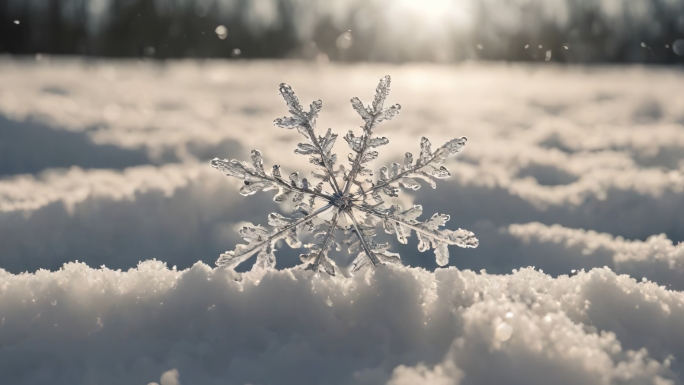 雪景下雪雪花冬季空镜头