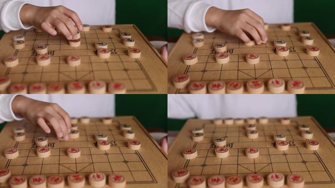 中国象棋下棋吃子手部特写