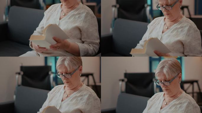 退休妇女阅读文学书籍获取知识
