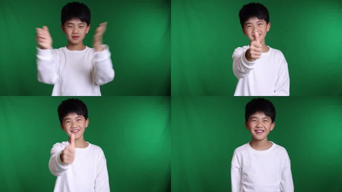 帅气的中国小男孩做手势点赞8K实拍