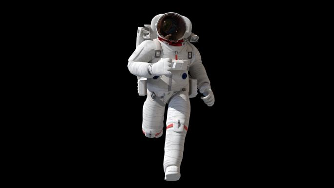 宇航员太空奔跑视频素材带通道