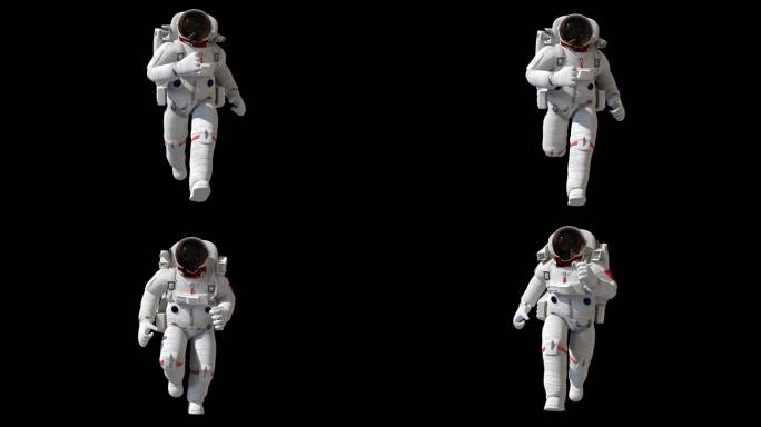 宇航员太空奔跑视频素材带通道