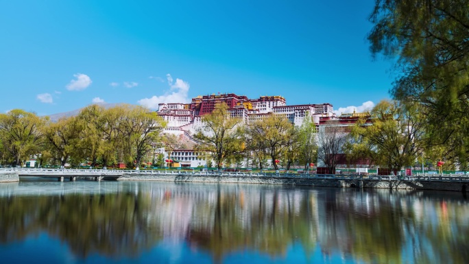 西藏布达拉宫蓝天白云延时-4K--60P