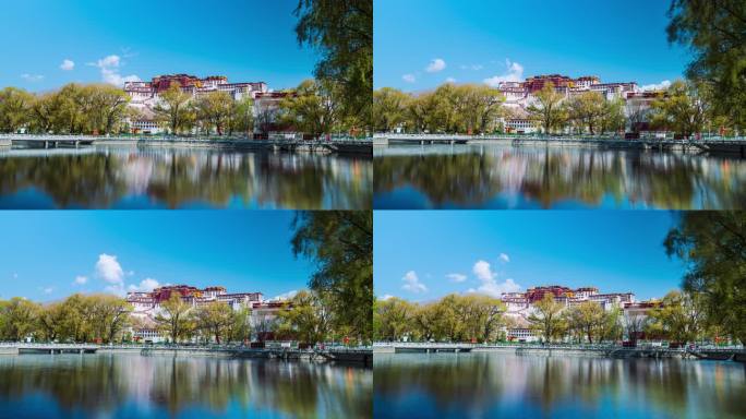 西藏布达拉宫蓝天白云延时-4K--60P