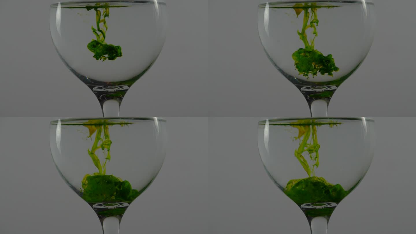 圆形杯状的绿色液体形成漩涡