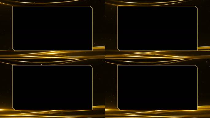 金色光线条粒子边框通道循环视频遮罩