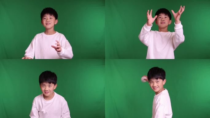 帅气的中国小男孩接住垒球慢镜头