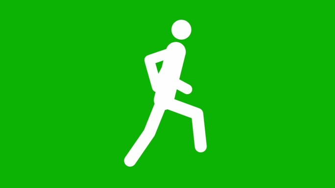 绿色背景下的跑步者。(象形图)。