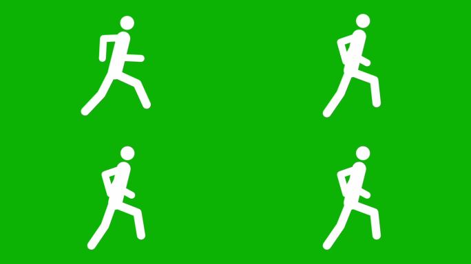 绿色背景下的跑步者。(象形图)。